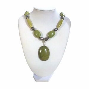 💚Vintage Creek Jasper stone Necklace-women’s jewelry- whimsy goth-retro-chunky💚